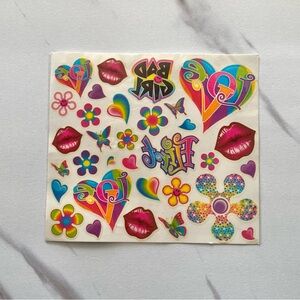 VTG Lisa Frank kissing lips “love” temporary tattoos body stickers sheet